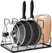 Bomclap Porte-couvercle, support de couvercle pour tiroir pour couvercles de casseroles, planches à découper, assiettes et casseroles avec 5 compartiments réglables, organisateur de casseroles et de poêles, noir