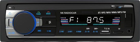 NK Auto 1 DIN Autoradio met Bluetooth 4.0, USB, iOS & Android Compatibel