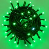 Elektronova Lichtsnoer met 100 leds, 10 m, groen licht, zwarte kabel, IP65, verlengbaar, wit flitseffect, kerstslinger, winkels, balkon