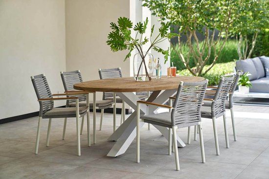 Santika Giovane/Talai 5-delige dining tuinset - Wicker - Wit - 4 zitplekken