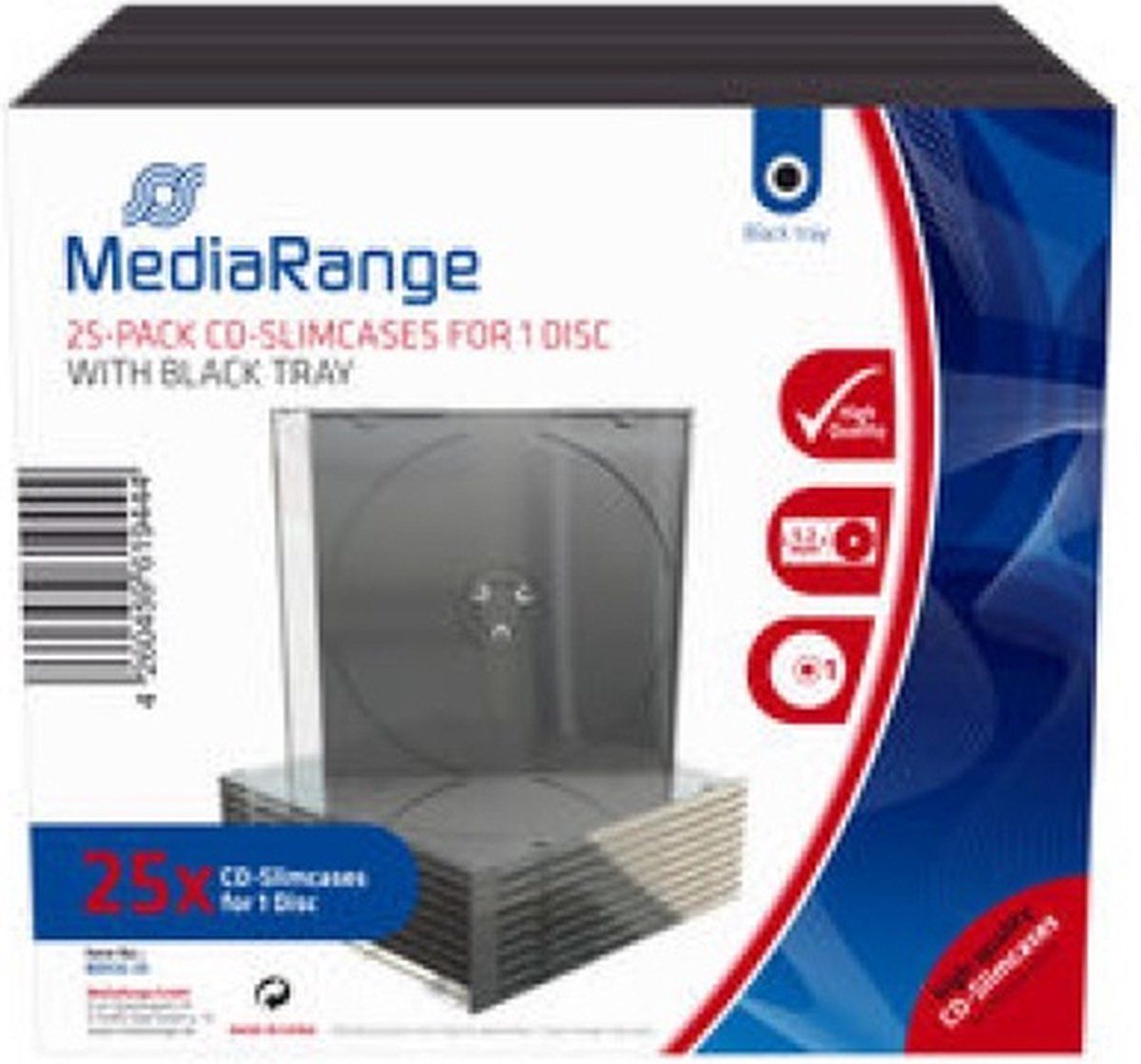 MediaRange 25 stuks CD-slimcases voor 1 disc met zwarte lade