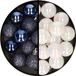 Billiet - Vanlaere Kerstballen 36x stuks - 3 et 4 cm - bleu foncé et blanc nacré - plastique