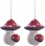 Decoris Kaemingk B.V. 2x Kerstboom decoratie paddenstoel 4 cm