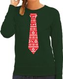 Bellatio Decorations Shoppartners Bv Stropdas Kersttrui / sweater - Kerstpatroon rood - groen - voor dames - Kerstdiner kleding XL