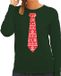 Bellatio Decorations Shoppartners Bv Stropdas Kersttrui / sweater - Kerstpatroon rood - groen - voor dames - Kerstdiner kleding XL
