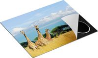 Chefcare Inductie Beschermer Drie Giraffes in de Savanne - 65x52 cm - Multicolor
