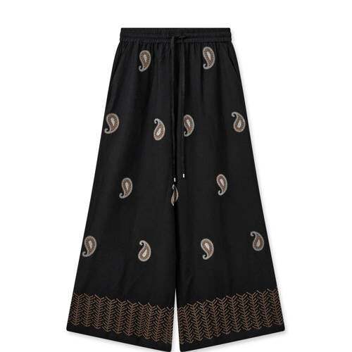 Mos Mosh Mos Mosh wide leg broek met all over print zwart/ bruin/ wit