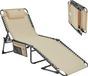 Haorui Industrial Technology Co., Ltd. Oversized campingligstoel, zonnebed, tuinligstoel, camping, opklapbed met verstelbaar rugpaneel en hoofdkussen voor tuin, vakantie, outdoor, tot 150 kg, kaki