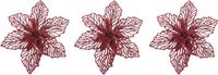 Cosy&Trendy Kerstster Kerstboomversiering - 6 stuks - 17 cm - Rood Glitter - Op Clip