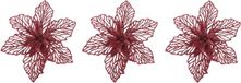 Cosy&Trendy Kerstster Kerstboomversiering - 6 stuks - 17 cm - Rood Glitter - Op Clip