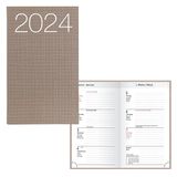 Idena 11031 - Zakagenda 2024, Ladytimer Grafisch bruin, 87 x 153 mm, 128 pagina's, weekplanner met flexibele kaft