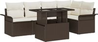 vidaXL Hoek loungeset Polyrattan Bruin en crème 3 zitplekken