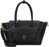 Coccinelle Leren handtas schoudertas Double Beat Grained Leather Handbag Noir zwart