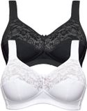 Susa Basic damesbeha zonder beugel met genaaide cups en anatomisch gevormde band onder de borst I optimale grip, meerkleurig (wit/zwart 215), 95C