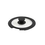 QDESIGN 16 cm gehard glazen deksel voor potten en pannen, hittebestendige siliconen rand en knop, geschikt voor koelkast en vaatwasser, diameter 16 cm, zwart