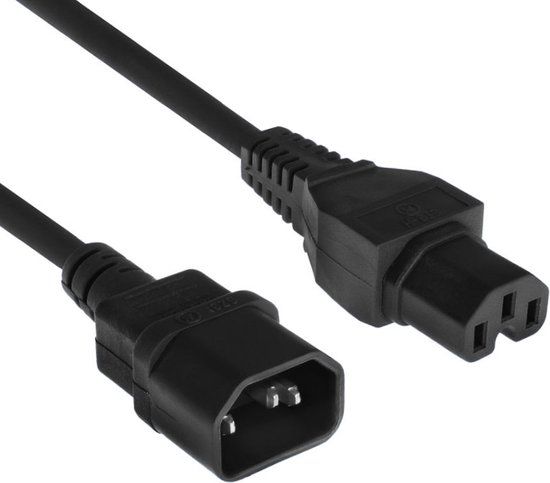 ACT Netsnoer C14 - C15 - 2 meter - Zwart - AK5003