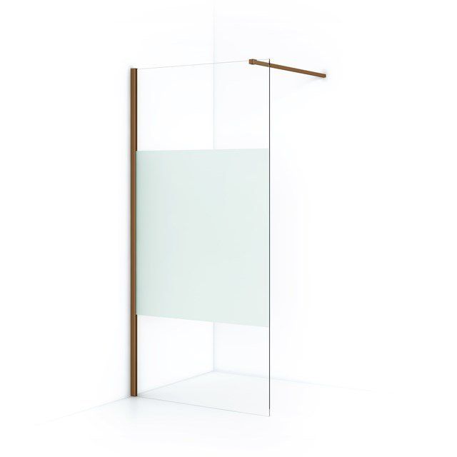 Maxaro Inloopdouche Diamond 100cm 8mm Helder Veiligheidsglas met Matte Strook Koper