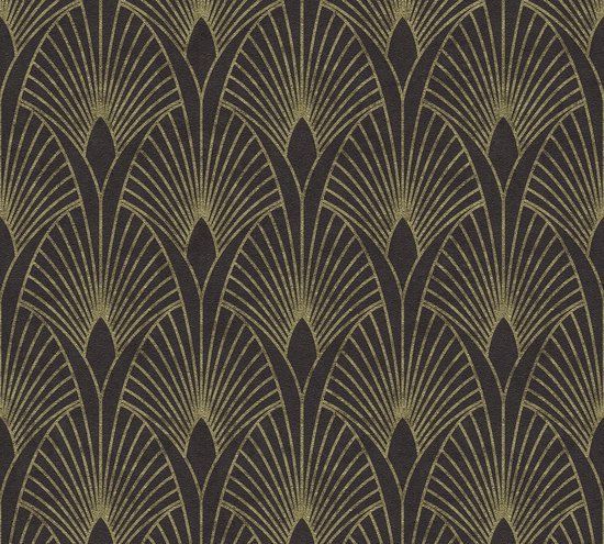 A.S. Création Art Deco Behang - Goud Metallic Zwart - Vliesbehang - 10.05 m x 0.53 m
