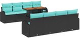 vidaXL Ensemble de banc de jardin 9 pièces noir polyrattan