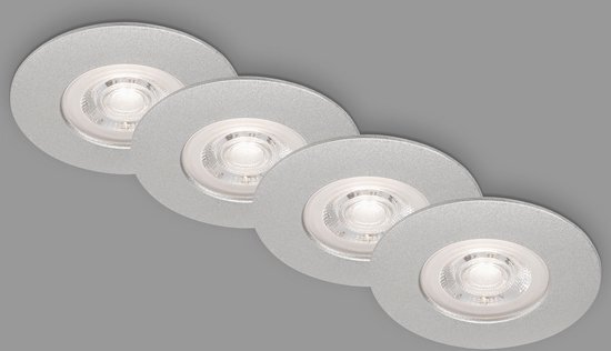 Briloner - Set van 4 Inbouwspots Plafond, Dimbaar, LED Inbouwlampen ultra-plat, Inbouwspots Badkamer, Inbouwspots Badkamer IP44, Mat Chroom, 90x25 mm (DxH)