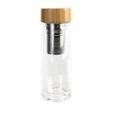 SAVEUR ET DEGUSTATION KA2117 Infuseur Double Paroi Bouchon Bambou + Verre Marron 7,20 x 7,20 x 21,30 cm