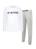 G-STAR STONE Pyjama set lange mouw katoen elastaan wit/grijs logo mannen L