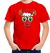 Bellatio Decorations Kerst T-shirt voor Kinderen - Rudolf Gezicht - Rendier - Rood - 104/110