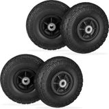 Merkloos Relaxdays steekwagenwiel - set van 4 - massief rubber - skelterwiel - 4.10-3.50-4" - 150 kg - zwart