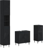 vidaXL - 3-delig - badkamerkast - set - HAARLEM - Zwart - Bewerkt - hout