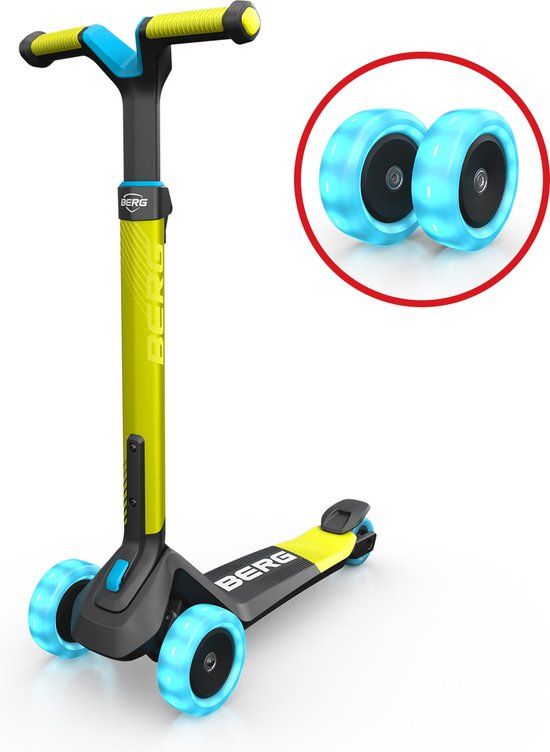 BERG Nexo Kinderstep - Lime - Opvouwbaar - LED wielen - 2-12 jaar