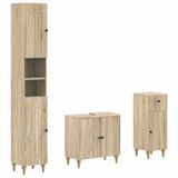 vidaXL - 3-delig - badkamerkast - set - ALKMAAR - Sonoma - Eiken - Bewerkt - hout