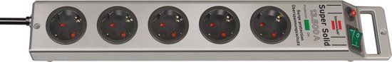 Brennenstuhl Super-Solid Stekkerdoos - 5-voudig - Zilver - 2.5 m - Met overspanningsbeveiliging