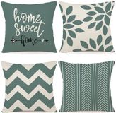 Ibenzoa® Kussenhoezen Set van 4, Linnen, Watergroen, 45 x 45 cm