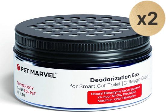 Pet Marvel C1 - Zelfreinigende kattenbak geurvernietiger - Geurcontrolebox - Neutraliseert geuren - 2 stuks