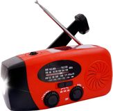 NovaWare Noodradio Solar Opwindbaar - Powerbank Zonneenergie met 5000mAh - FM/AM - Noodpakket - Draagbare Radio – Batterij - Rood