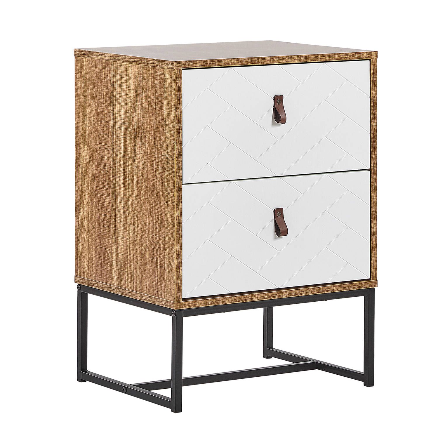 Beliani Nueva Nachtkastje - Lichte Houtkleur - MDF - Bruin