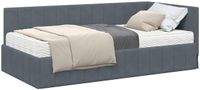 vidaXL Hoekbedframe met Matras 2-st Donkergrijs 100 x 200 cm Fluweel