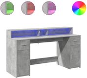 vidaXL Bureau met LED-verlichting 160x55x91 cm Bewerkt Hout Betongrijs