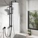 HOMELODY Ensemble de douche à effet pluie sans robinet – Douche de tête 20 x 20 cm – Douchette à main – Barre de douche réglable – Noir