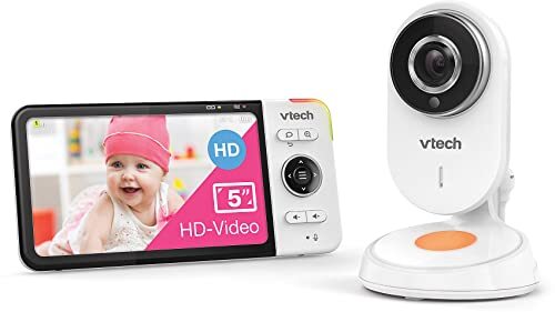 VTech Baby Monitor VM818 HD – video-babyfoon met groothoekcamera – HD-video, helder geluid, 5 inch LCD-kleurenscherm en nachtzichtfunctie – met intercomfunctie, slaapliedjes en geluiden