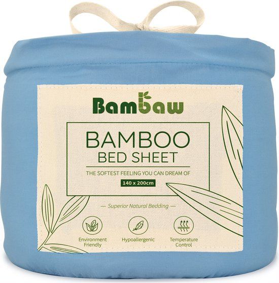 Bamboe Hoeslaken 140x200 cm - Lichtblauw - 2-Persoons