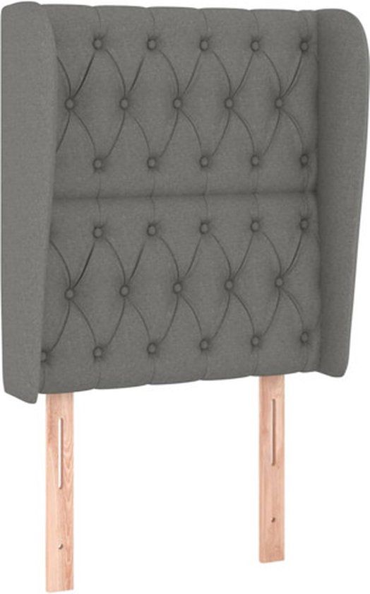 vidaXL Hoofdbord met randen 83x23x118/128 cm stof donkergrijs