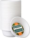 Haago – 100 Suikerriet Schalen, 500ml – Sterk Bagasse Papier – Biologisch Afbreekbaar & Thuis Composteerbaar – Voor Warm & Koud Eten