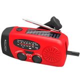 AFINTEK Noodradio Solar - 2000mAh Powerbank - LED Zaklamp - Opwindbaar via Handcrank & Zonne-energie - AM/FM - Voor Noodpakket & Camping - Rood
