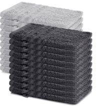 Lavea® Set van 20 washandjes 15x21 cm – 100% katoen – Zacht en absorberend – Ideaál als washandje, gastendoekje of handdoek voor dagelijks gebruik – Antraciet en Zilver