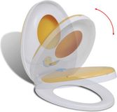 vidaXL Toiletbril voor volwassenen/kinderen soft-close wit en geel