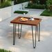 Grande table en chêne avec motif floral, adaptée comme table basse, avec pieds en fer, pour le salon, près du canapé ou dans le jardin.