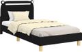 vidaXL Cadre de lit pour enfant avec tête de lit, noir, 90 x 200 cm, tissu
