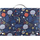 Grafoplas Schooltas met handvat en kliksluiting, folio-formaat, 24,5 x 34,5 x 4 cm, polypropyleen, Planets Bits & Bobs