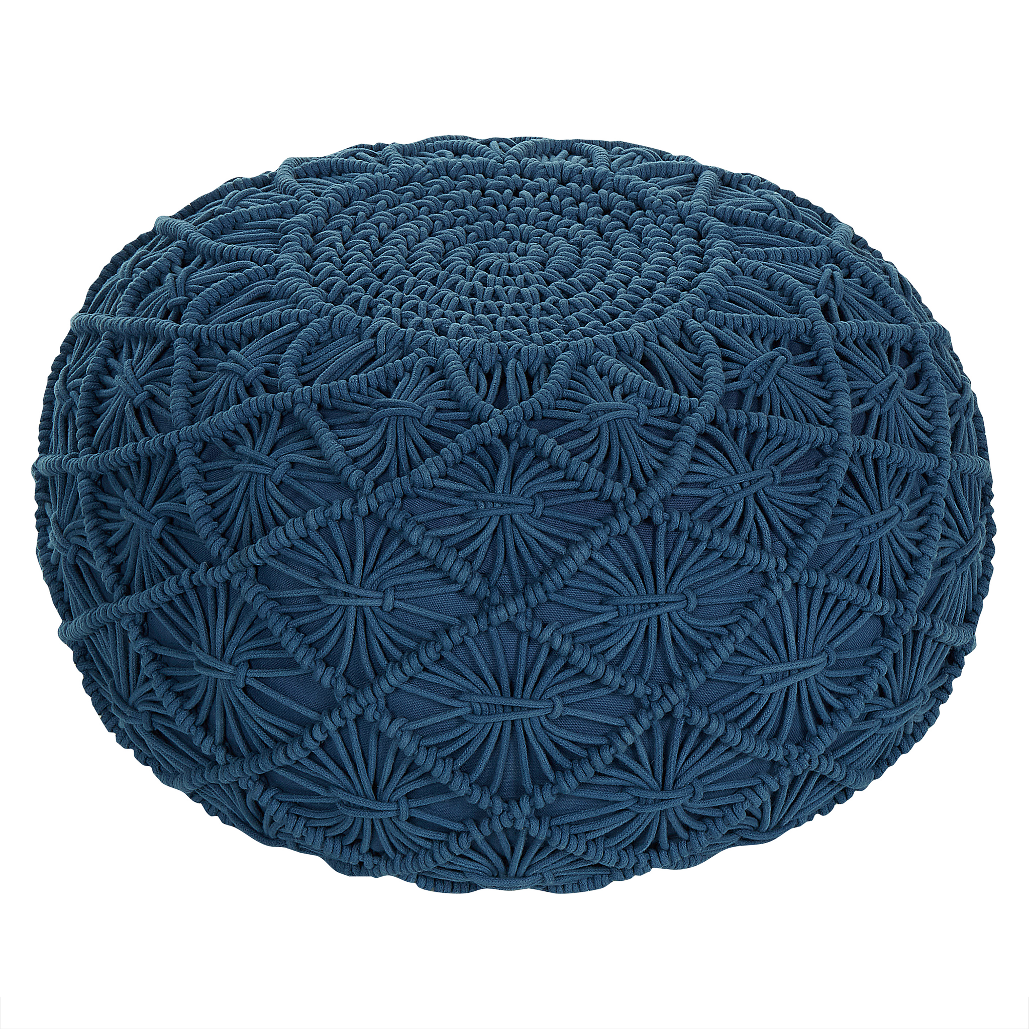 Beliani BERKANE - Poef - Blauw - 50 cm - Katoen